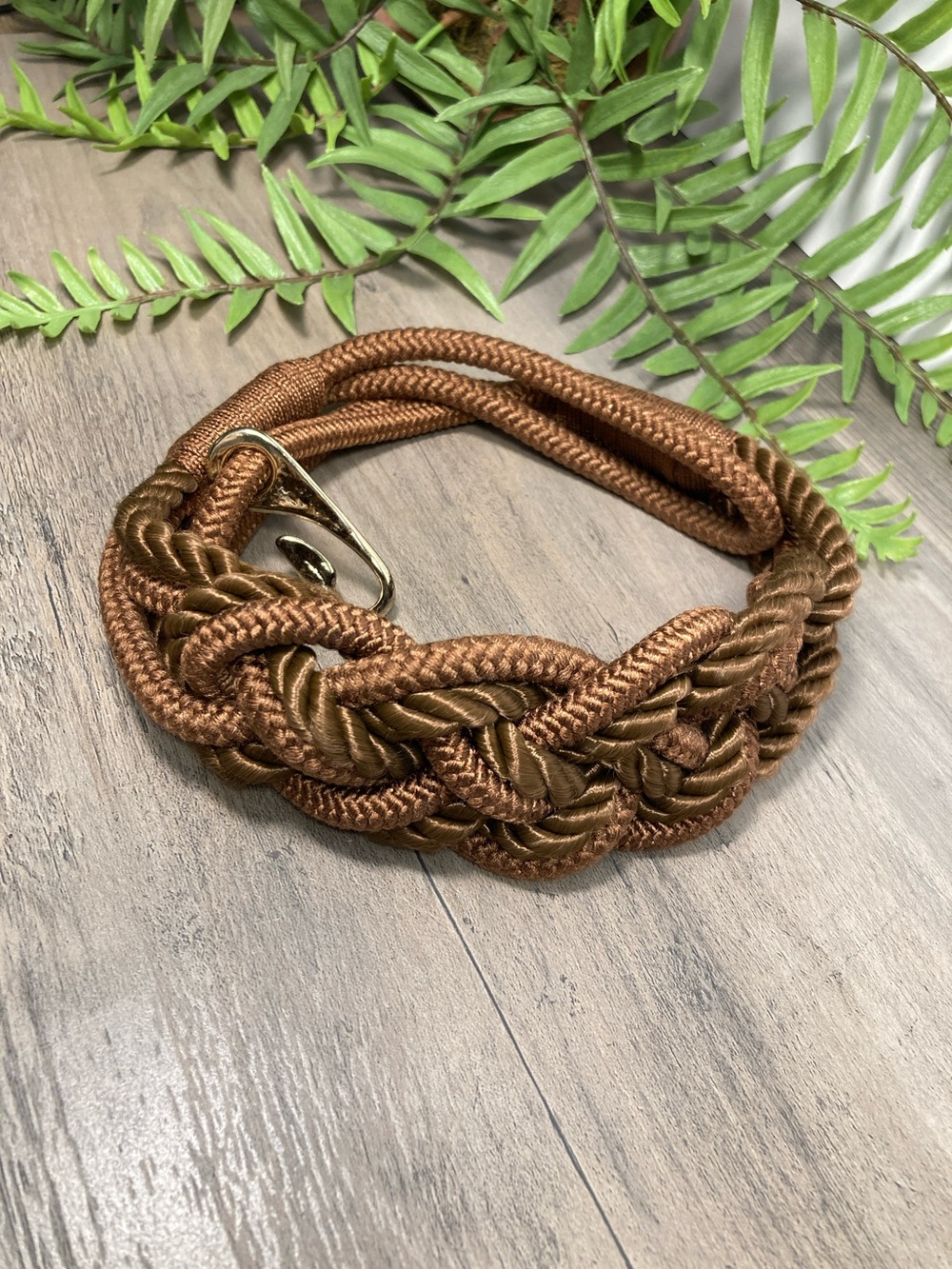 Vintage Braided Cord Stretch Belt Brown Tones Fall Autumn Boho Glam